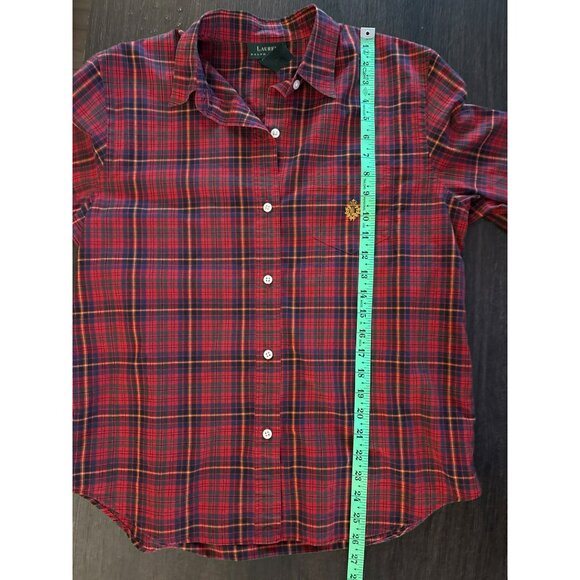 Lauren Ralph Lauren Red Plaid Long Sleeve Button-Down Shirt 100% Cotton Size L - Picture 7 of 7